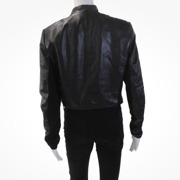 NWOT Alice + Olivia Harvey Black Lamb Leather Women's Jacket - Picture 8 of 11